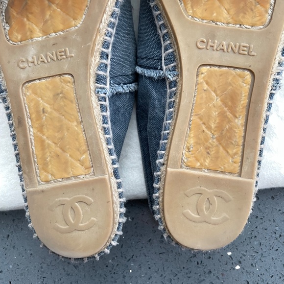 CHANEL LINEN CC ESPADRILLES 35 FLATS BLUE BLACK, SIZE EU40 / US9 - Picture 9 of 10